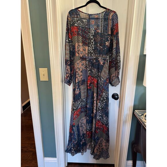 Indigo Rose Women’s Black Floral Patchwork Maxi Dress Boho Chic Size L - Picture 5 of 7